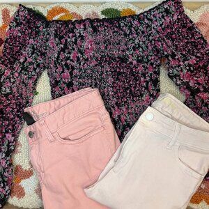 Women's Pink Outfit Bundle (2 pairs of jeans + 1 top) - Size - 4